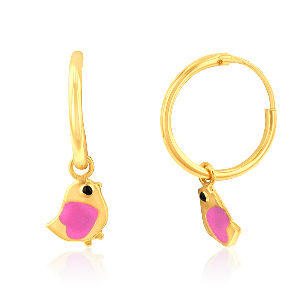 Gold sleeper deals earrings with charm