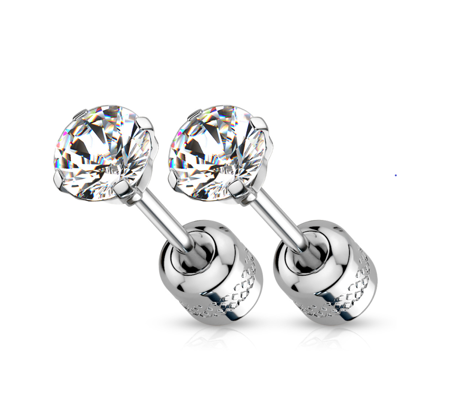 Cubic zirconia studs sales with screw backs