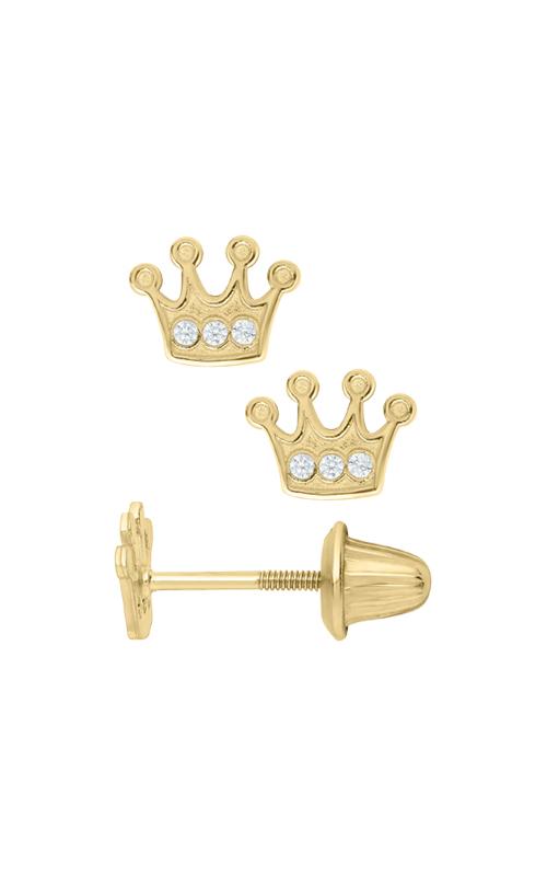 Children's Earrings:  14k Gold Princess Crown Earrings with Screw Backs and Gift box