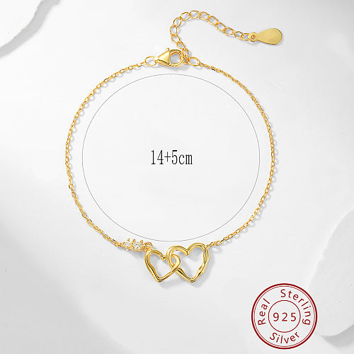 Children's and Teens' Bracelets:  14k Gold over Sterling Silver Linked Hearts with CZ Bracelets with Gift Box