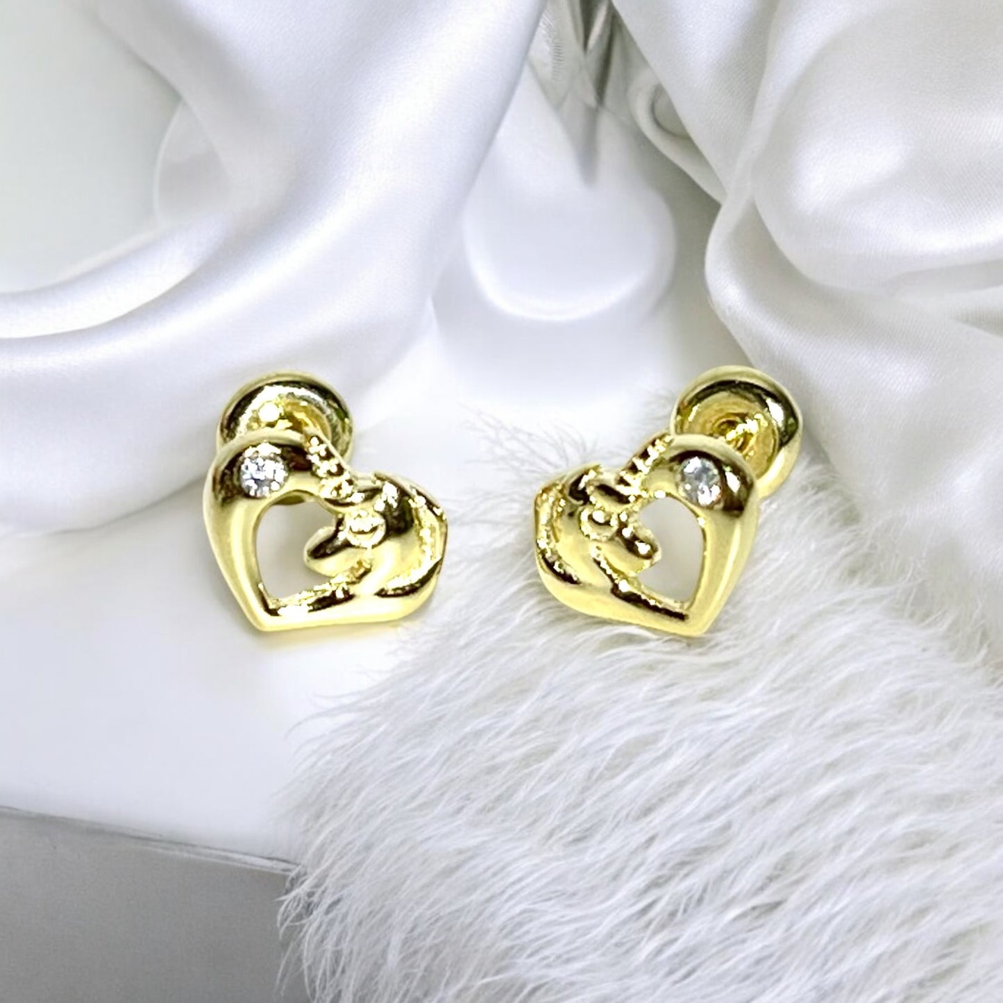 Children's Earrings:  14k Gold over Sterling Silver Unicorn Screw Back Earrings