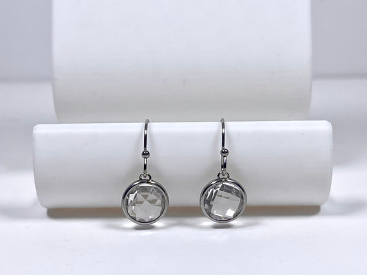 Mothers' and Teens' Earrings:  Titanium Clear “Diamond” CZ Hook Earrings