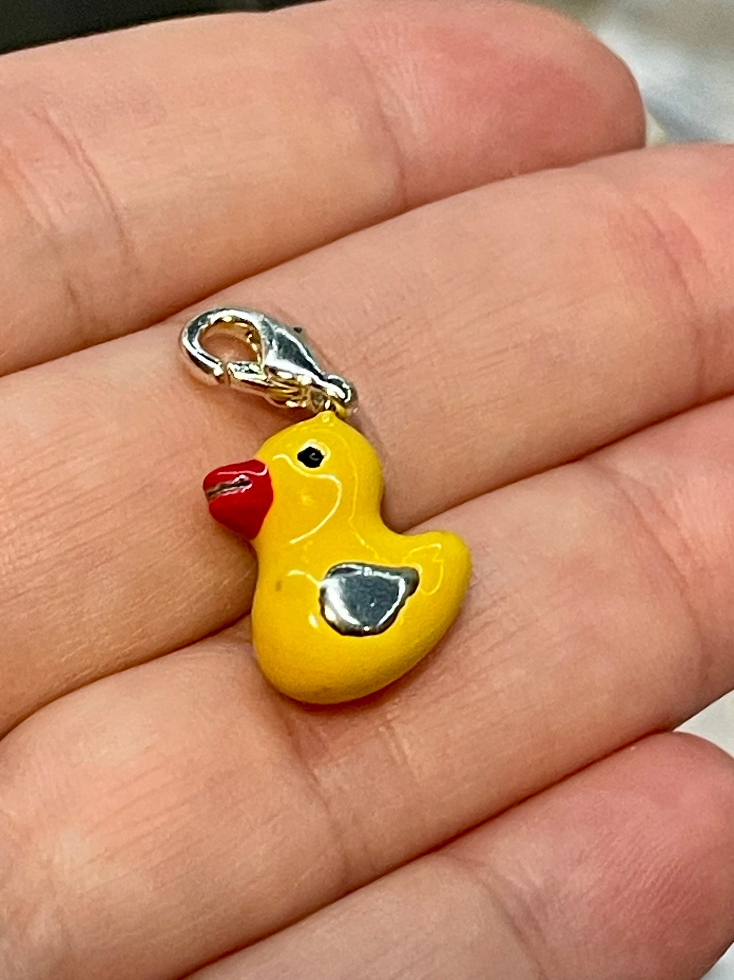 Children's Charms:  Sterling Silver & Enamel Yellow Duckling Charm