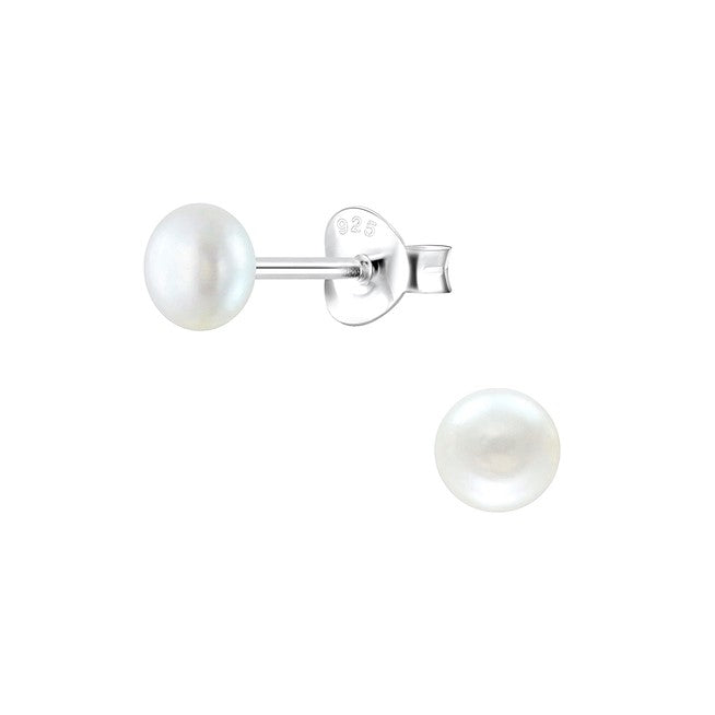 Baby and Children's Earrings:  Sterling Silver, Freshwater Peach Pearl Studs Age 0 - 5