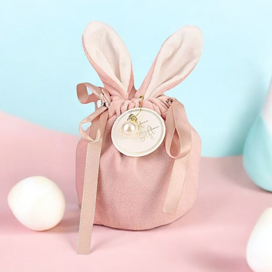 Gift Boxes - Premium Velveteen Easter Bunny Rabbit Keepsake Gift Bag Jewellery Pouch