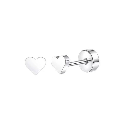 Baby Earrings:  Hypoallergenic Surgical Steel Tiny Hearts with Screw Backs