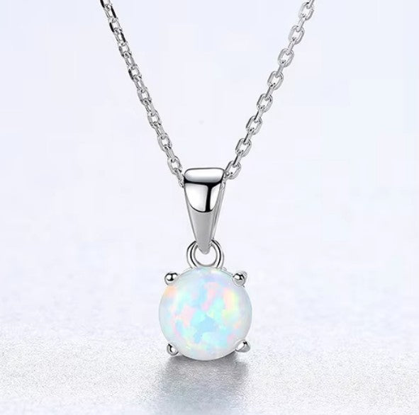 Children's, Teens' and Mothers' Necklaces:  Sterling Silver 8mm Opal Necklace with Gift Box