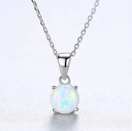 Children's, Teens' and Mothers' Necklaces:  Sterling Silver 8mm Opal Necklace with Gift Box