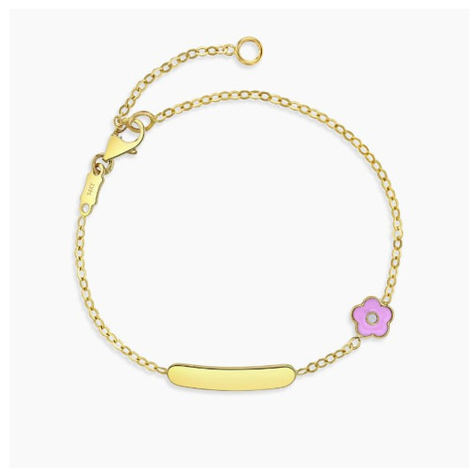 Baby and Children's Bracelets:  14k Gold Baby ID Flower Bracelets with Gift Box