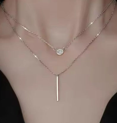 Children's and Teens' Necklaces:  Sterling Silver Double Strand Bar Necklace with Gift Box