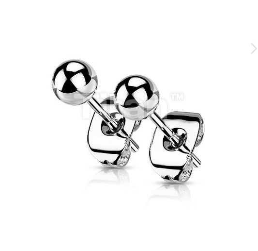 Children's and Teens' Earrings:  Titanium 5mm Ball Studs ( TITANIUM 6AL-4VELI ASTM F-136)