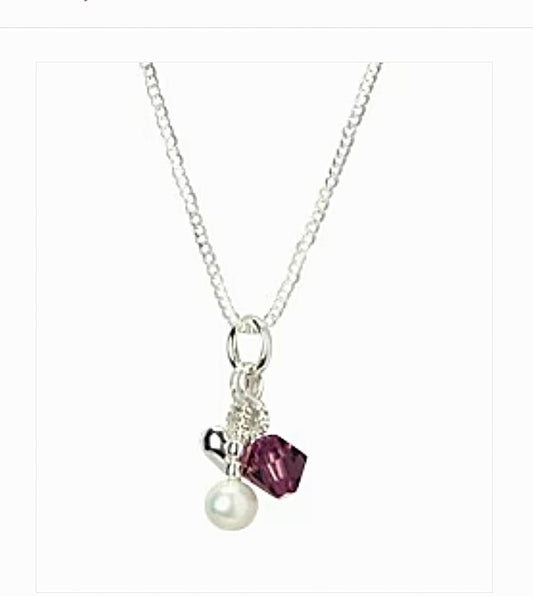 Children's Necklaces:  Sterling Silver February Birthstone Cluster Charm Necklace