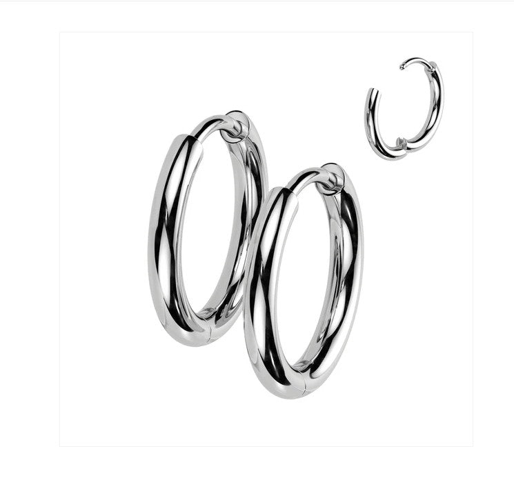 Children's Earrings:  Titanium Implant Grade 2mm x 10mm Hinged Hoop Earrings TITANIUM 6AL-4V-ELI ASTM F-136