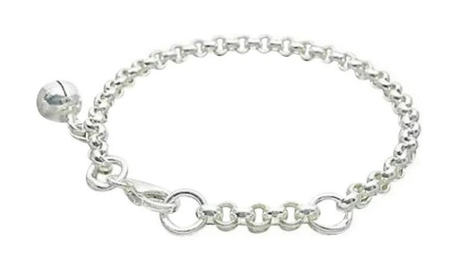 Baby Anklets/Children's Bracelets:  Sterling Silver Premium Rolo Anklet/Bracelet with Gift Box