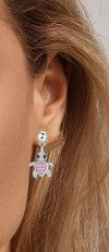 Children's, Teens' and Mothers' Earrings:  Hypoallergenic Surgical Steel Pink CZ Turtles with Screw Backs