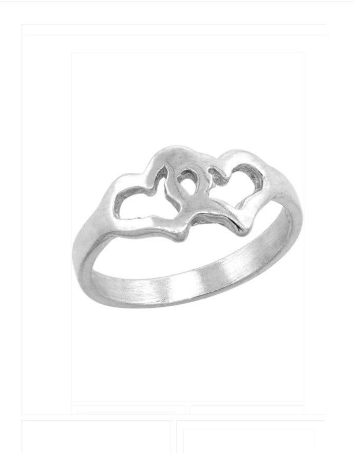 Baby and Children's Rings:  Sterling Silver Linked Heart Rings in sizes 1 - 4