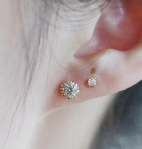 Children's, Teens' and Mothers' Earrings:  18k Gold over Sterling Silver Clear CZ Earrings with Push Backs with Gift Box