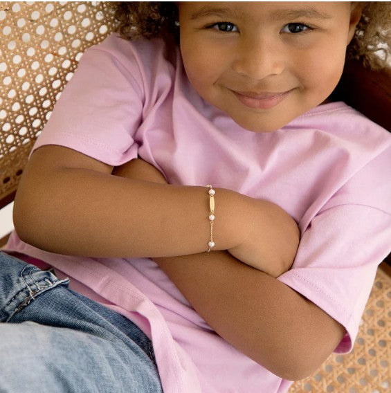 Baby and Children's Bracelets:  14k Gold Baby ID Flower Bracelets with Gift Box