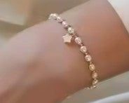 Children's Bracelets:  14k Gold Plated Natural Freshwater Pearl Little Star Bracelets Ages 2 - 7