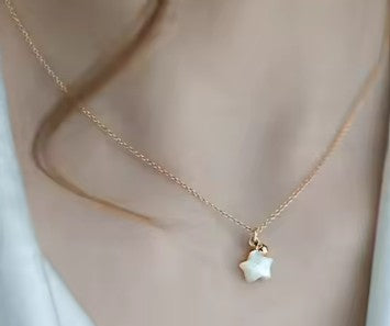 Children's Necklaces:  18k Gold Plated Sterling Silver Seashell Star and Ball Necklace with Gift Box