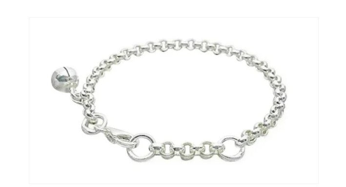 Baby Anklets/Children's Bracelets:  Sterling Silver Premium Rolo Anklet/Bracelet with Gift Box