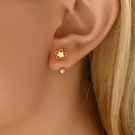 Childrens, Teens' and Mothers' Earrings:  18k Gold over Surgical Steel Flower Earrings+ with Screw Backs and Gift Box