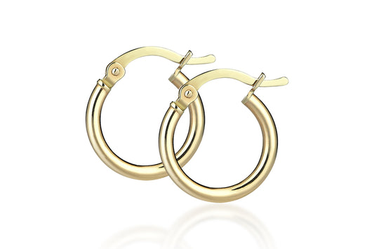 Children's and Teens' Earrings:  Surgical Steel Gold IP Hinged (French Locker) Hoops 15mm