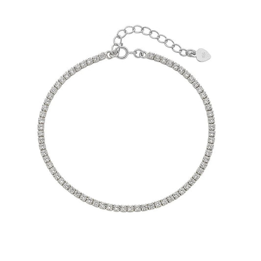 Children's and Teens' Bracelets:  Sterling Silver with 2mm Clear CZ Tennis Bracelets with Extension