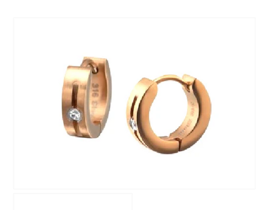 Children's, Teens' and Mothers' Earrings:  Surgical Steel IP Rose Gold Huggies