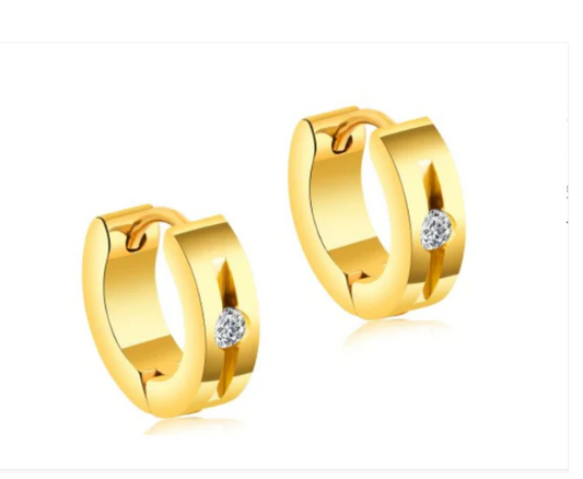 Children's, Teens' and Mother's Earrings:  Titanium with Gold IP Huggies with CZ