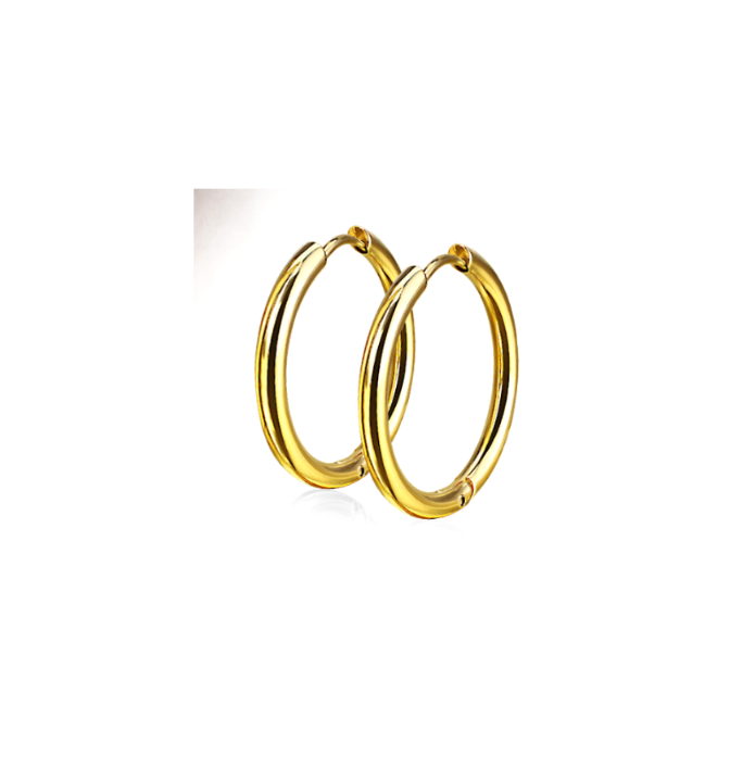 Children's Earrings:  Surgical Steel, Gold IP Hoops - 12mm