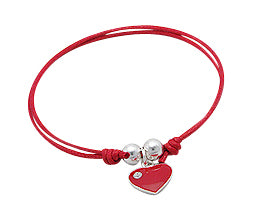 Children's Bracelets:  Sterling Silver, Macrame Friendship Bracelets with Heart