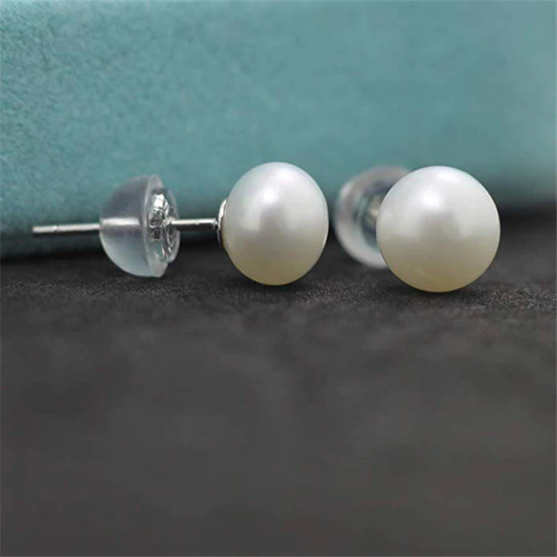 Teens' and Mothers' Earrings:  Sterling Silver, Cultured, Freshwater Pearl Earrings 7mm with Gift Box