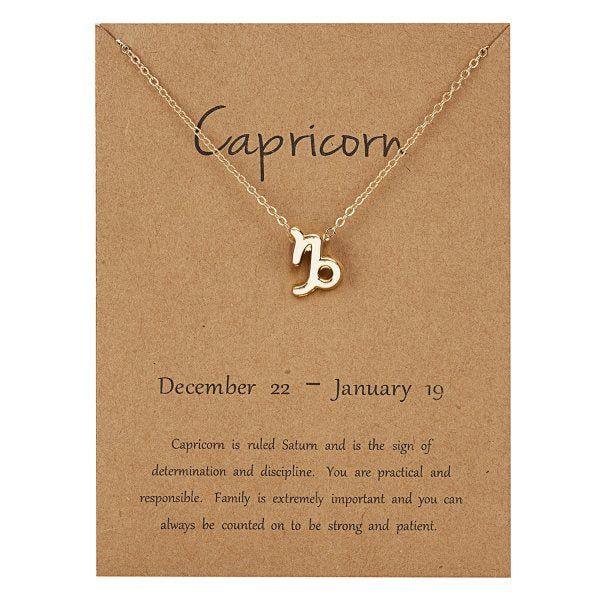 Children's Necklaces:  Steel with Gold IP Birthday Gift Zodiac Necklaces - Capricorn