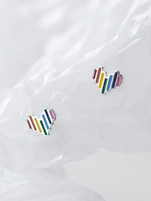 Baby and Children's Earrings:  Sterling Silver Colourful Heart Earrings - Age 1 - 7