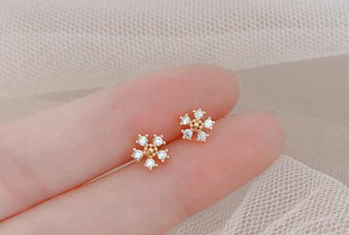 Children's Earrings:  Fairy Kisses Earrings with Push Backs - Star Flower with Dew Drop