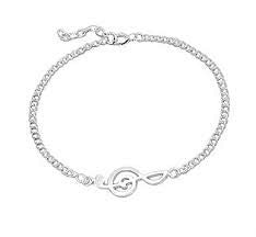 Children's and Teens' Bracelets:  Sterling Silver Treble Clef Bracelet