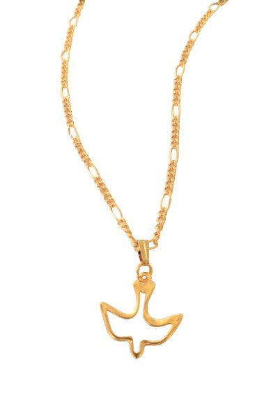 Childrens Necklaces:  Gold Plated Swallow on Gold Plated Figaro Chain